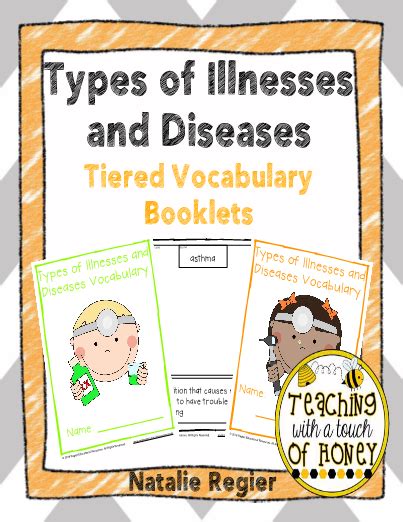 Disease, malady, ailment, illness, sickness, disorder, health problem Types of Illnesses & Diseases Vocabulary Booklets ...