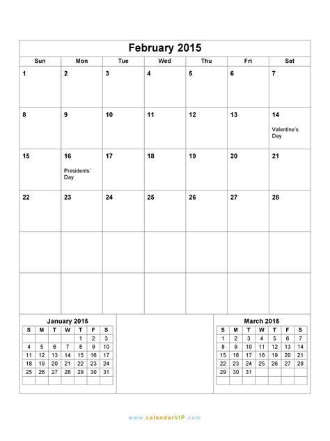 February 2015 Calendar Blank Printable Calendar Template In Pdf Word