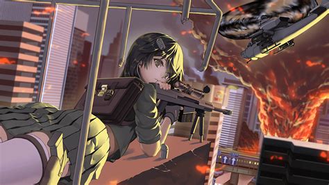 Wallpaper Original Characters Harumaki Anime Girls Sniper