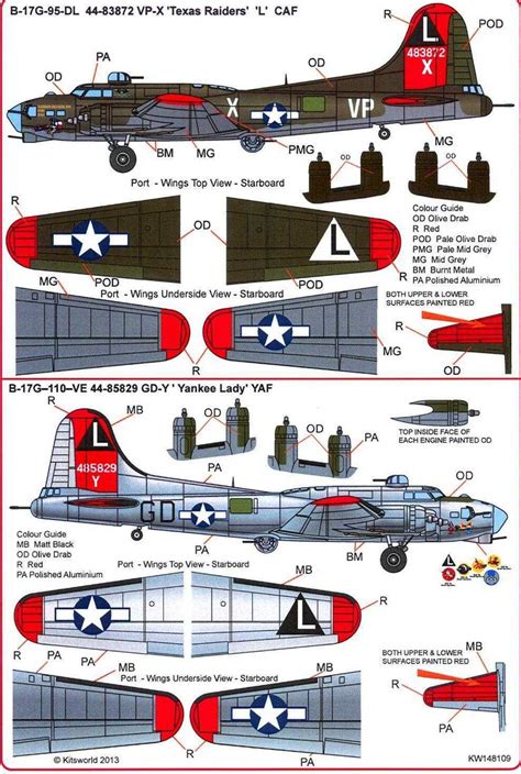 Kits World Decals 1 48 Boeing B 17g Flying Fortress Texas Raiders
