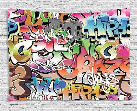 Urban Graffiti Tapestry Blockbuster Style Graffiti Sprayed Overlapping