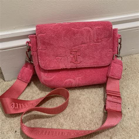 Authentic Juicy Couture Pink Towelling Cross Body Bag Depop