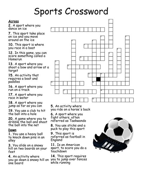 Printable Sports Crossword Puzzles