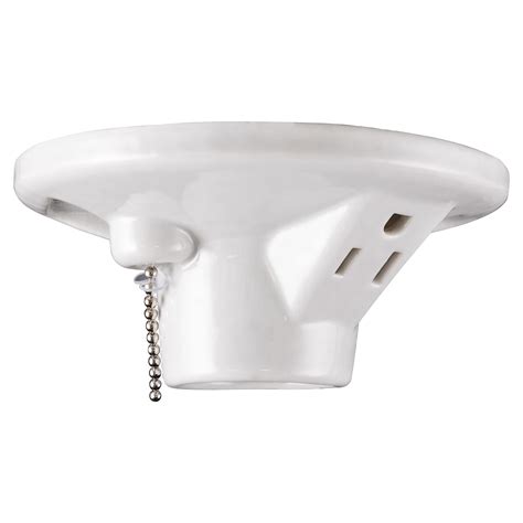 Buy Ultrapro Porcelain Light Socket With Outlet And Pull Chain Light