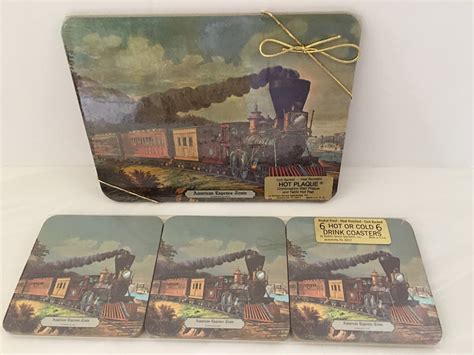 Currier And Ives American Express Train Coasters And Hot Pad Etsy
