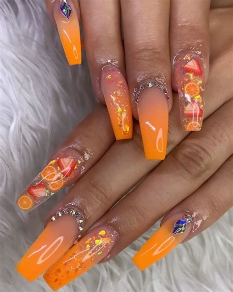 36 Stunning Orange Nails Art Designs In Summer 2019 Orange Nails