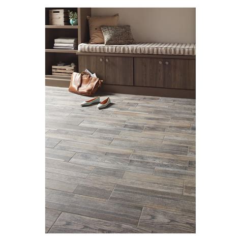 Lifeproof Pewter Wood 6 In X 24 In Glazed Porcelain Floor And Wall