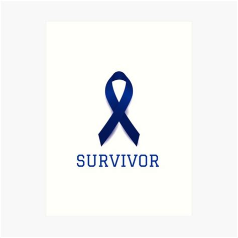 Colon Cancer Survivor T Blue Ribbon Colon Cancer Awareness Art