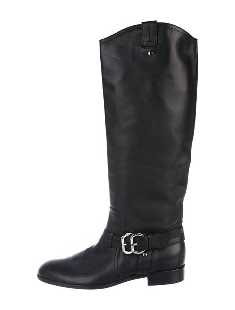 Christian Dior Leather Knee High Boots Shoes Chr103435 The Realreal