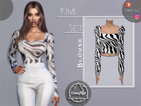 Sims 4 Kimi Set Blouse By Camuflaje The Sims Game