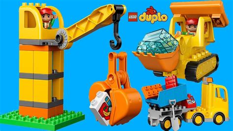 Lego Duplo Big Construction Site Crane Bulldozer Dump Truck