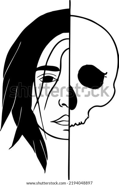 49 Female Half Skull Stock Vectors Images And Vector Art Shutterstock