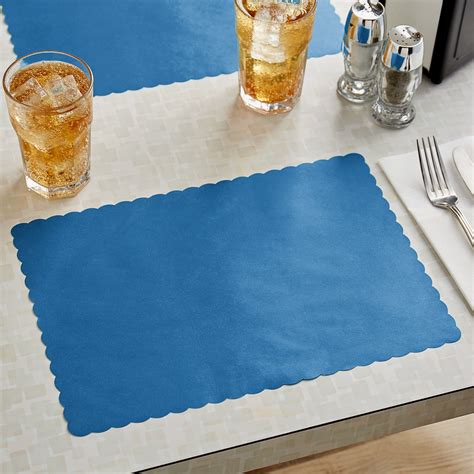 Choice 10 X 14 Navy Blue Colored Paper Placemat With Scalloped Edge