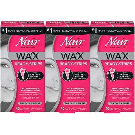Pack Of 3 Nair Hair Remover Wax Ready Strips Face And Bikini Hair