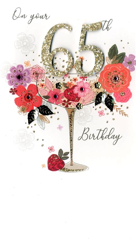 65th Birthday Greeting Card Hand Finished Cards
