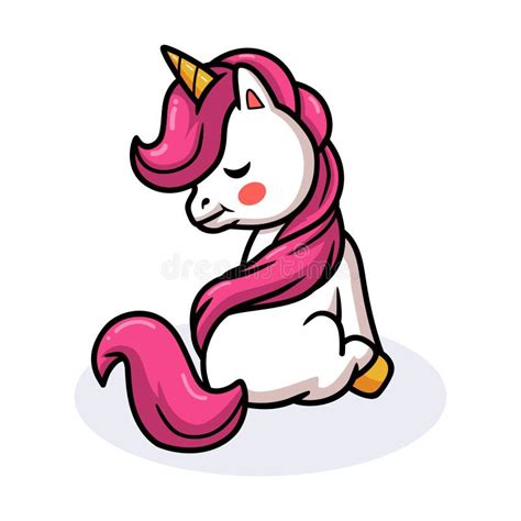 Cute Baby Unicorn Cartoon Sitting Stock Vector Illustration Of