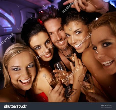 Young Attractive People Having Party Fun Drinking Laughing Stock