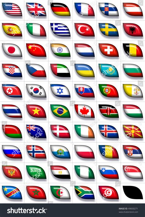 59 Flags Icons The Countries Of All Continents 599x457 Pixels Stock