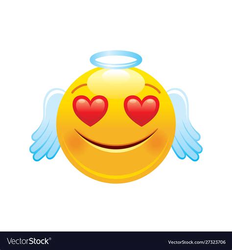 Angel With Hearts Emoji Icon 3d Face Smile Vector Image