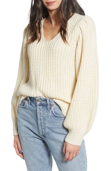 All In Favor Balloon Sleeve Shaker Stitch Sweater Nordstrom Fashion