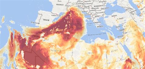 Dense Clouds Of Saharan Dust Spreading Over Europe And Atlantic Ocean