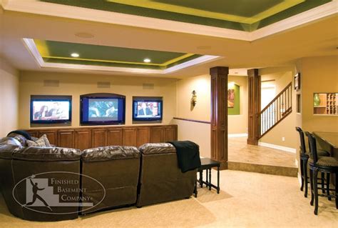 Basement Tv Wall And Stairs Traditional Basement Denver By