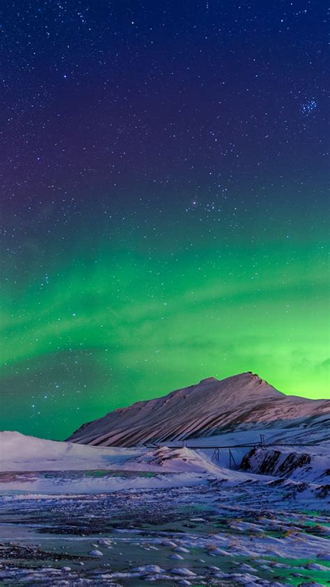 Aurora Borealis And Snowy Mountains 720x1280 Hd Wallpaper