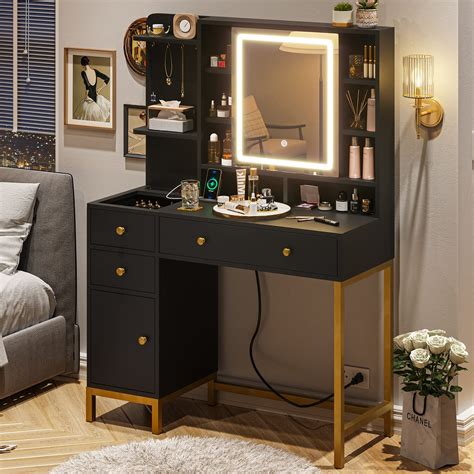 Buy VIAGDO Makeup Vanity with Lights, Vanity Desk with Openable Mirror