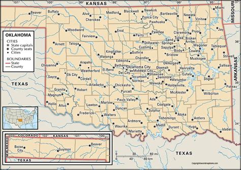 Labeled Map Of Oklahoma With Capital And Cities