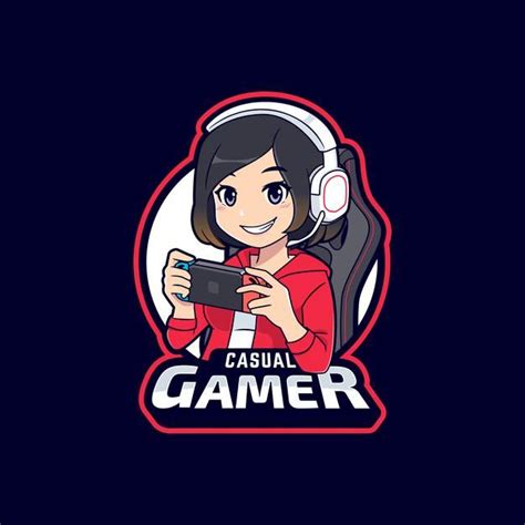 Cute Gamer Girl Playing Mobile Games Logo Template In 2021 Cute Games