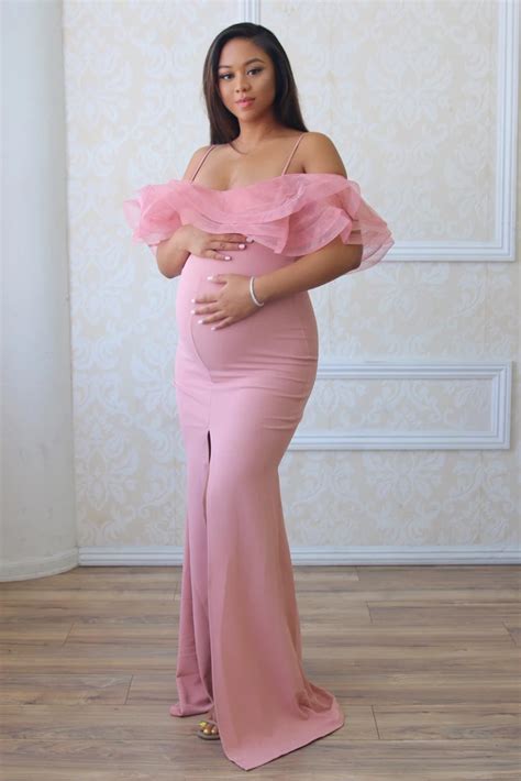 Layla Maternity Gown Pink Baby Shower Dress Pink Maternity Dress