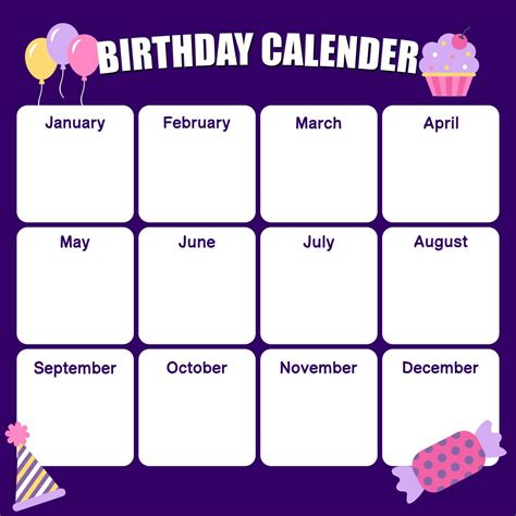 Free Birthday Calendar Template Custom Calendar Printing 2024