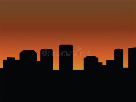 City Skyline At Sunset Or Sunrise Stock Vector Illustration Of