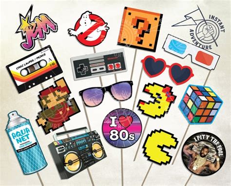 I Love The 80s Photo Booth Props Digital Download Printable Etsy