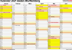 Hier finden sie termine der schulferien und feiertage. Kalender 2021 Baden-Württemberg: Ferien, Feiertage, Excel-Vorlagen