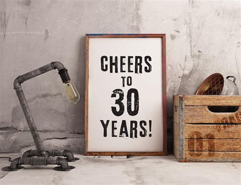 Happy Birthday Sign For Men Cheers To 30 Years Printable Etsy