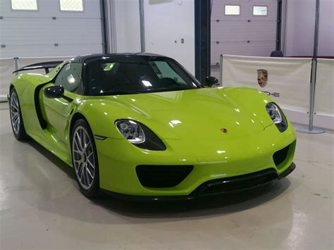 Acid Green Porsche 918 Spyder Weissach Package Spotted Today At An