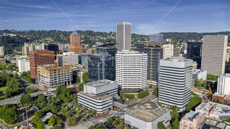Office Buildings And Towering Skyscrapers In Downtown Portland Oregon