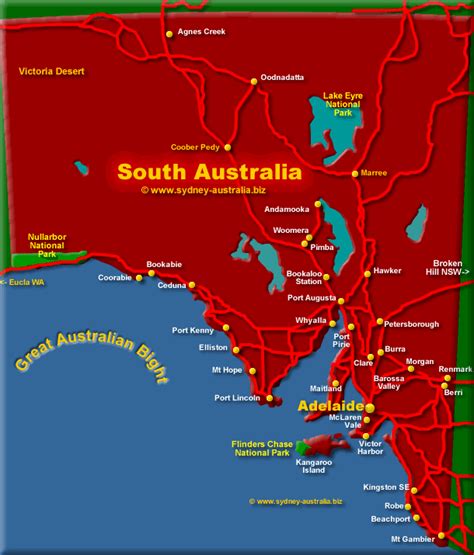 Map Of Southern Australia With Cities Maps Of The World