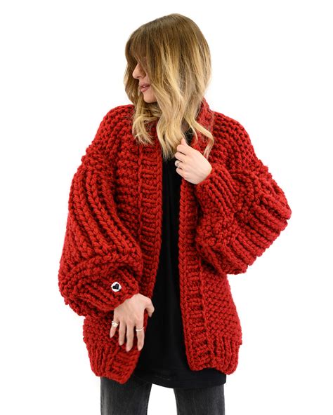 The Authentic Knitted “loon Up” Cardigan Update Your Autumn Winter Wardrobe With Th Red Knit