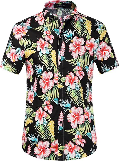 Sslr Camisa De Manga Corta Con Estampado De Flores Estilo Hawaiano Moderno De Hombre Amazon Es