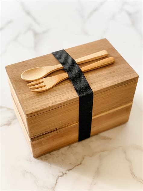 Acacia Wood Bento Box Handmade Japanese Style Lunch Box Food Etsy