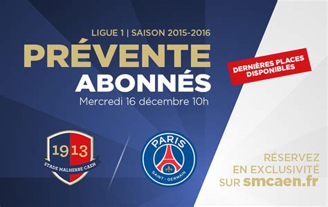 Billetterie SM Caen-PSG : Prévente abonnés | Stade Malherbe Caen