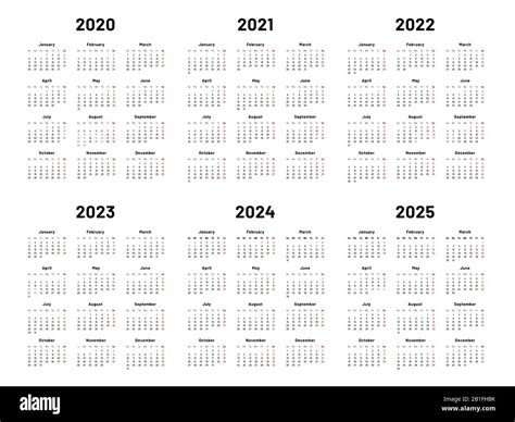 Kalenderraster 2020 2021 Und 2022 Jahreskalender 2023 2024 Jahre