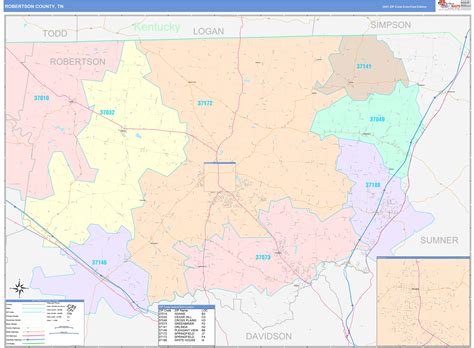 Robertson County, TN Wall Map Color Cast Style by MarketMAPS - MapSales