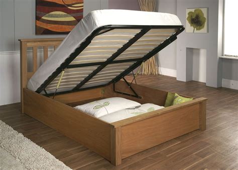 We wanted to give a home to our house plants and came. Beige Wooden DIY Bed Frame With Storage Under Black Lift ...
