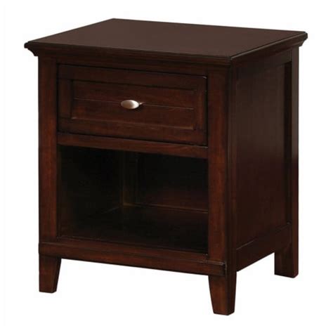 Benjara 16 Transitional Wood Nightstand With 1 Drawer In Cherry Brown