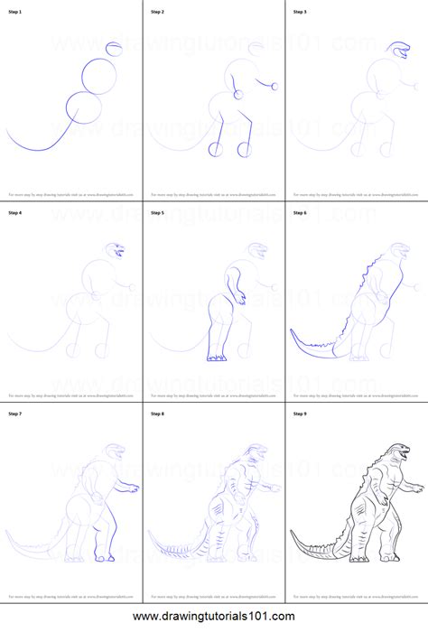 How To Draw A Godzilla Printable Step By Step Drawing Sheet Porn Sex