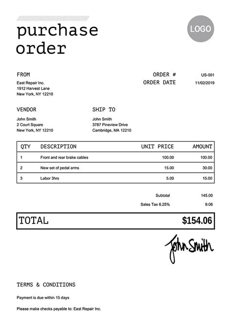 Free Purchase Order Templates Quickly Create And Send As Pdf