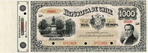 Front Of Chile Banknote 1000 Pesos Pick 28s From The Year 1912